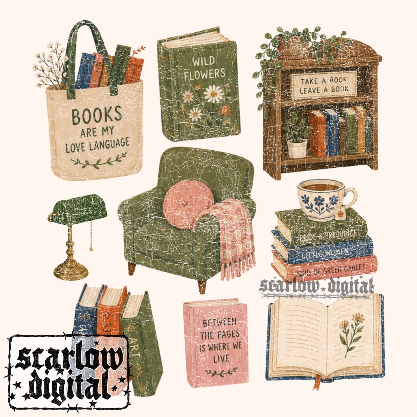 Bookstore Library PNG Digital Design