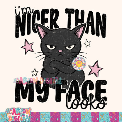 I'm Nicer Than My Face Looks PNG Digital Design