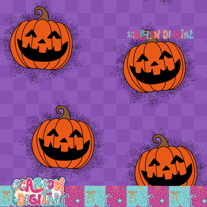 Pumpkins and Checkers Seamless Pattern Digital Design