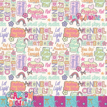 Mental Health Seamless Pattern Digital Design