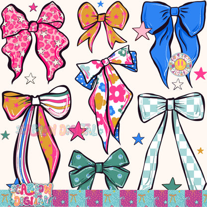 Retro Bows Seamless Pattern Digital Design