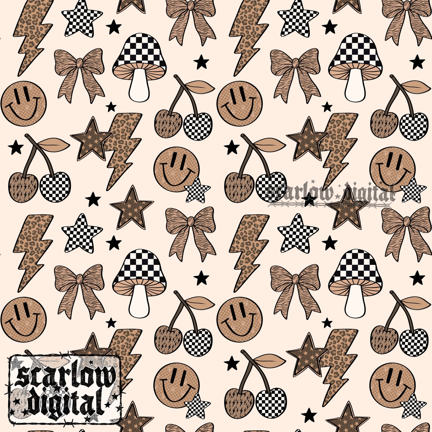 Neutral Things Seamless Pattern Digital Design