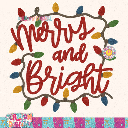 Merry and Bright Faux Yarn PNG Digital Design