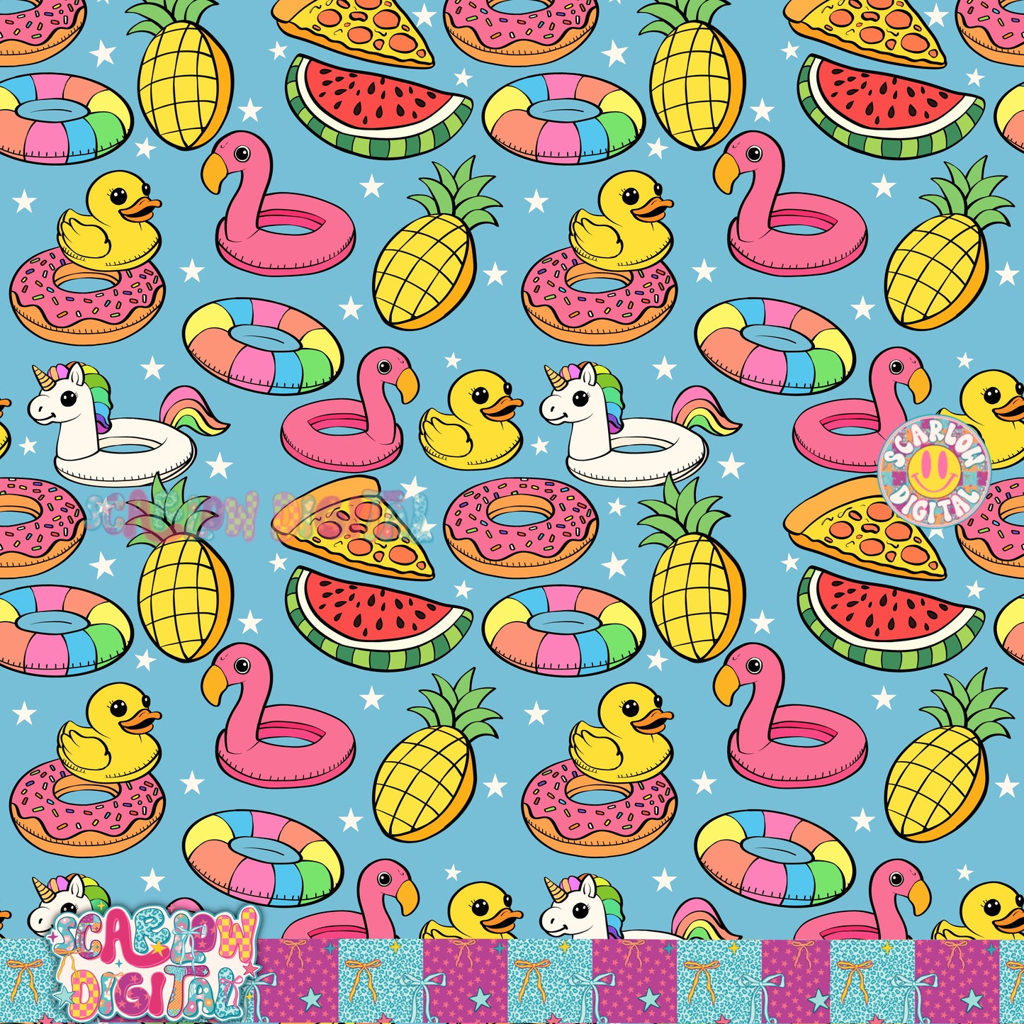 Pool Floats Seamless Pattern Digital Design