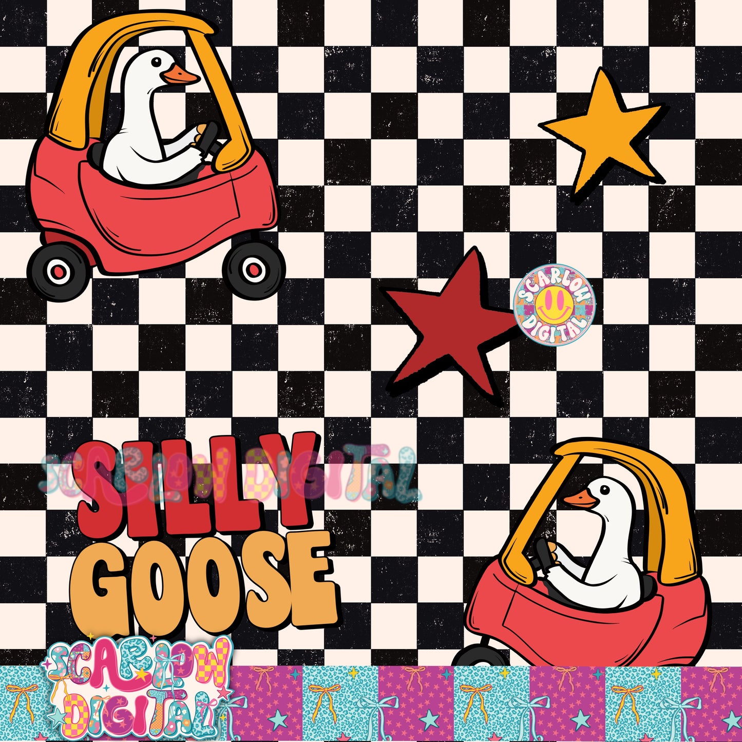 Silly Goose Seamless Pattern Digital Design