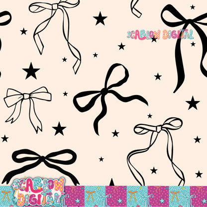Black Bows Seamless Pattern Digital Design