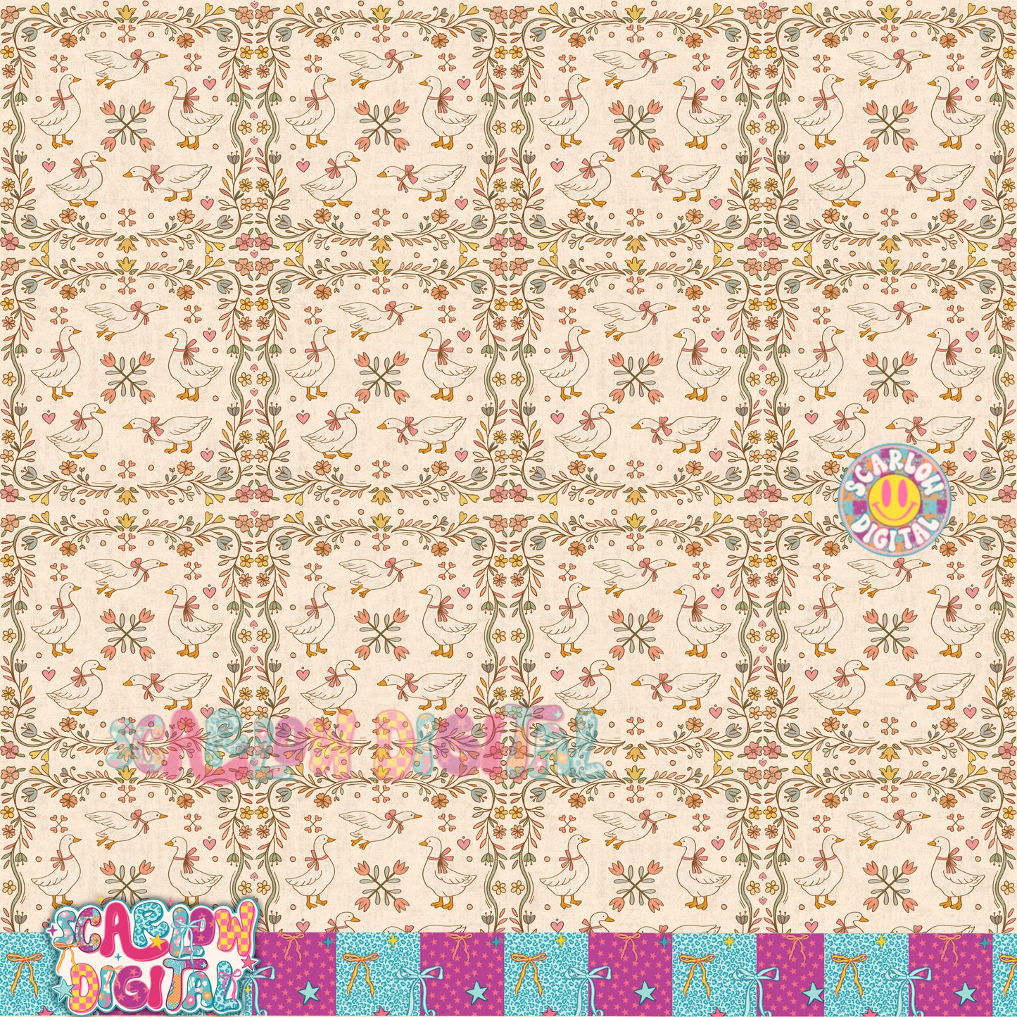 Vintage Thrift-Style Faux Quilt Seamless Pattern Digital Design