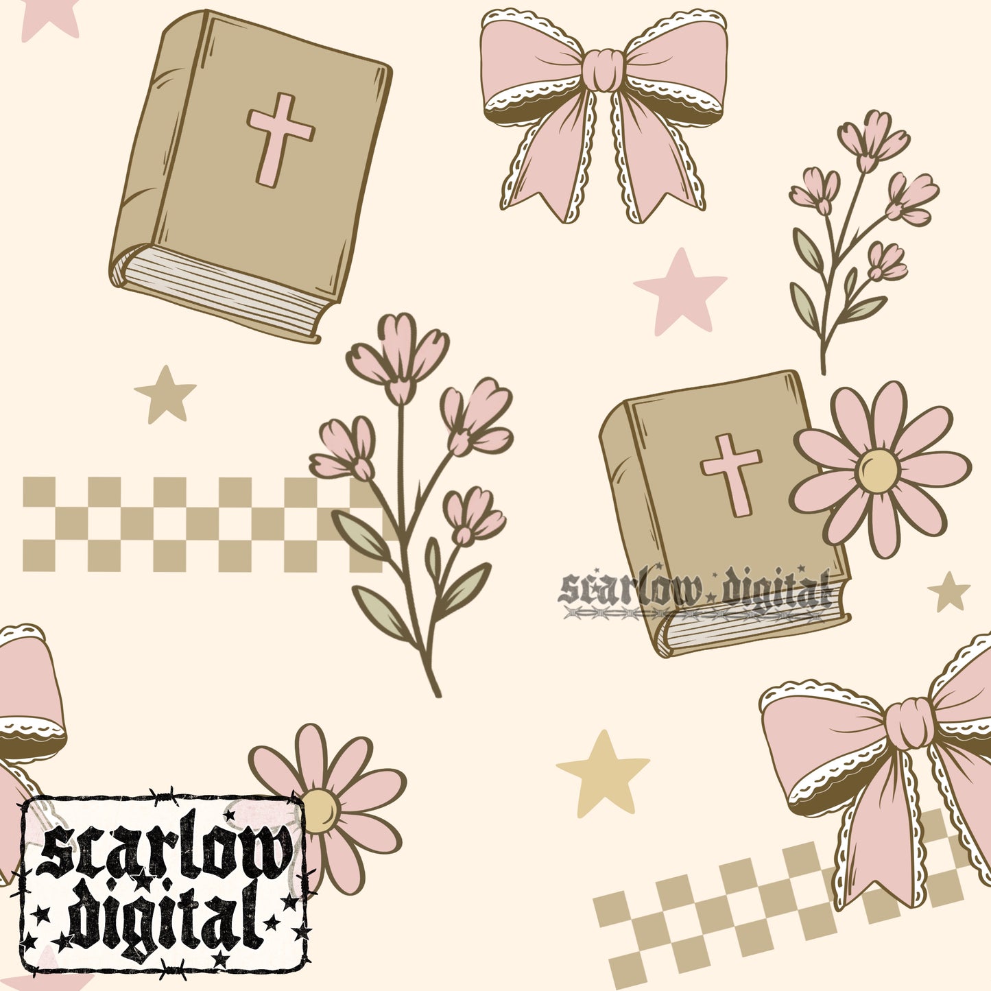 Floral Bible Seamless Pattern Digital Design