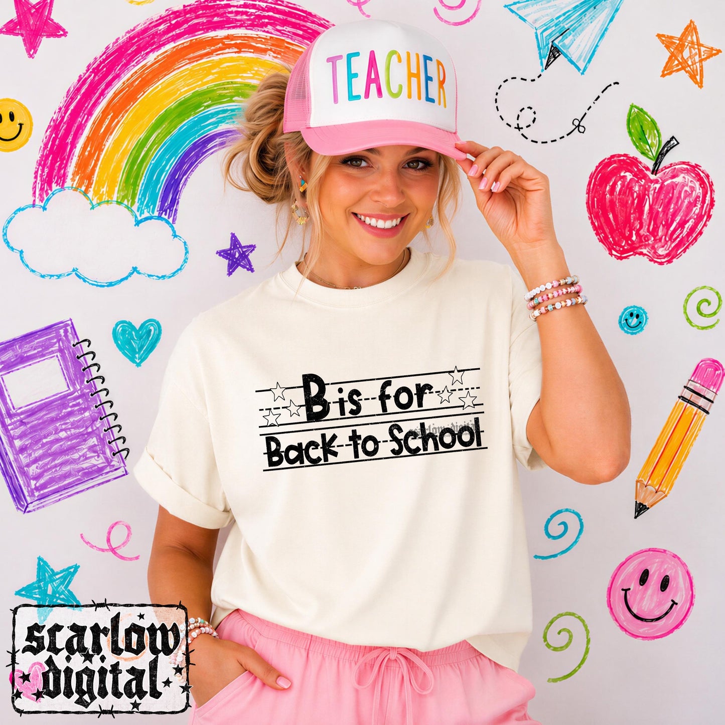 B is For Back to School PNG Digital Design