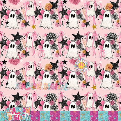 Ghost Garland Seamless Pattern Digital Design