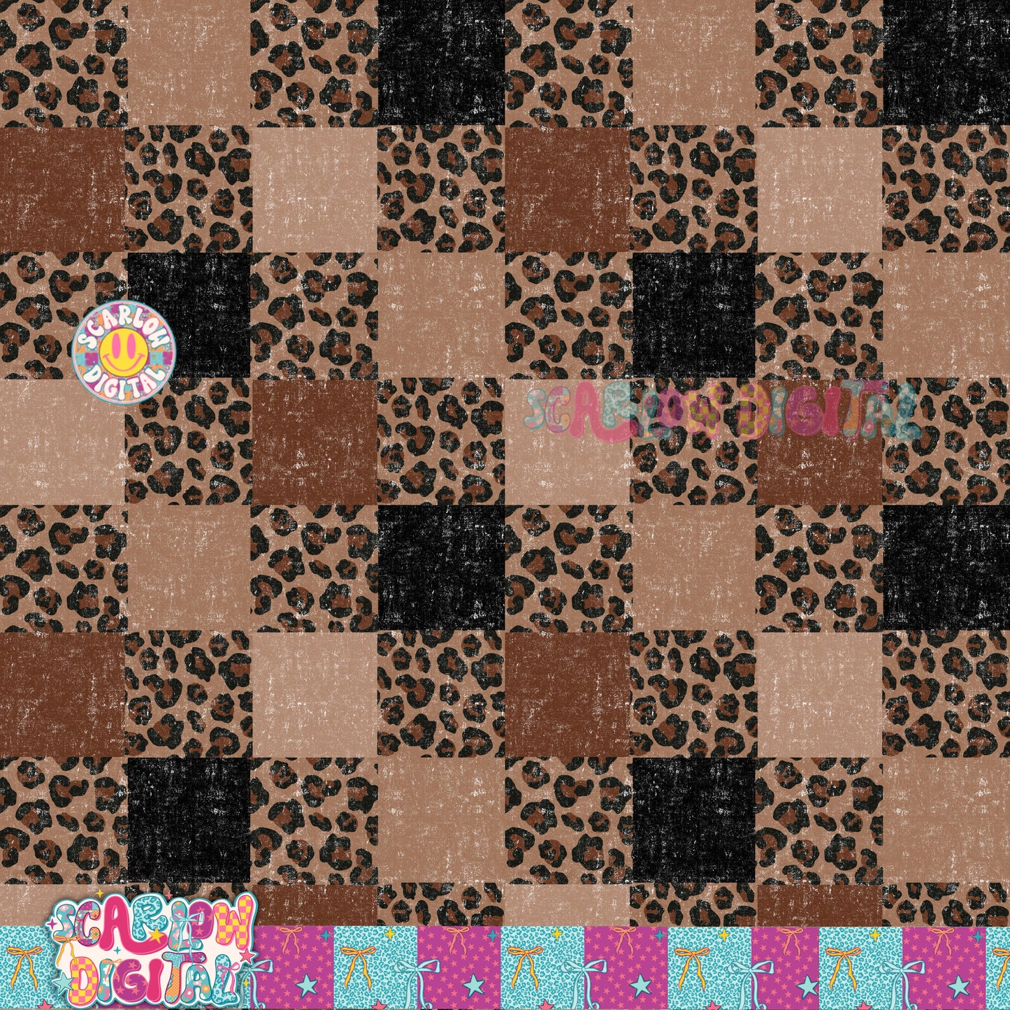 Leopard Checkers Seamless Pattern Digital Design