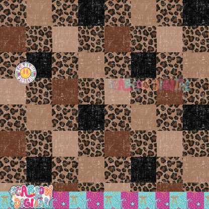 Leopard Checkers Seamless Pattern Digital Design