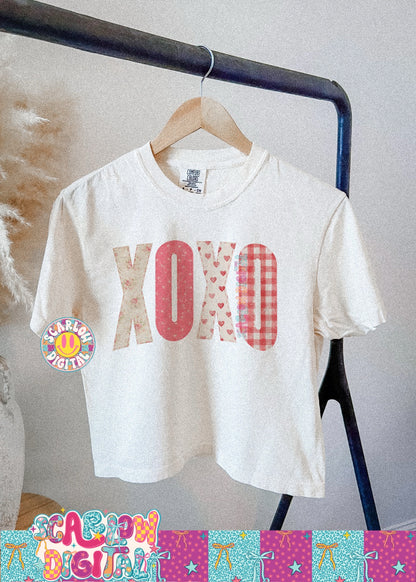 Vintage Xoxo Stitched PNG Digital Design