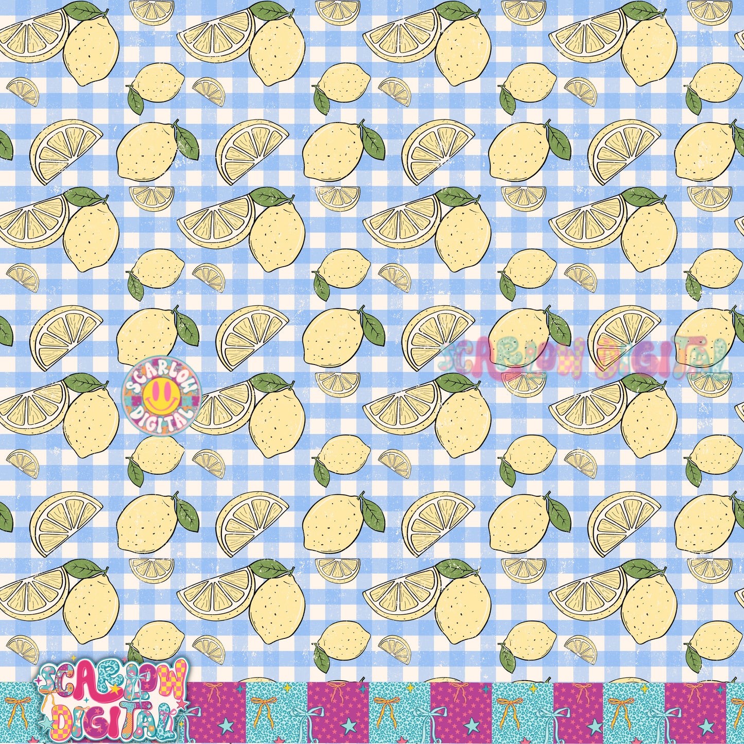 Lemons Plaid Seamless Pattern Digital Design