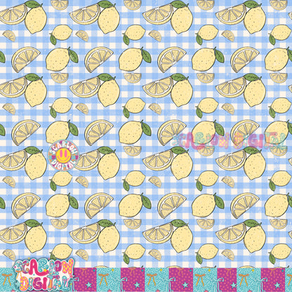 Lemons Plaid Seamless Pattern Digital Design
