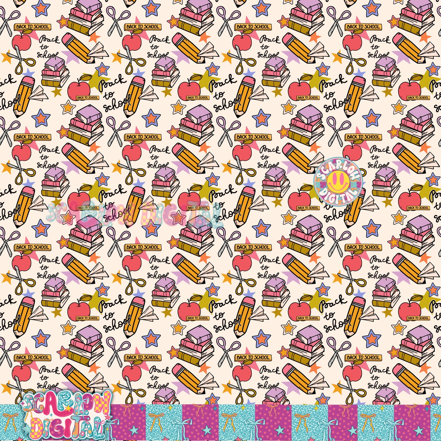 Back to School Doodles Seamless Pattern Digital Design