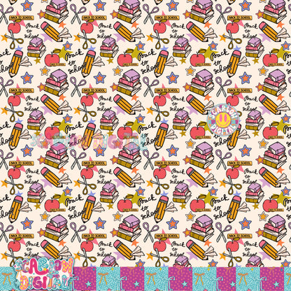 Back to School Doodles Seamless Pattern Digital Design