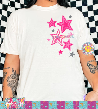 Pink Stars PNG Digital Design