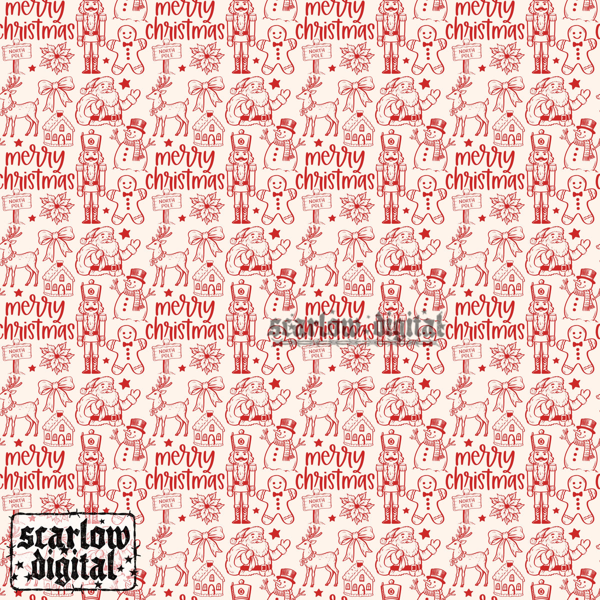 Merry Christmas Seamless Pattern Digital Design
