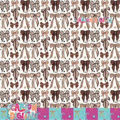 Neutral Retro Bows Seamless Pattern Digital Design