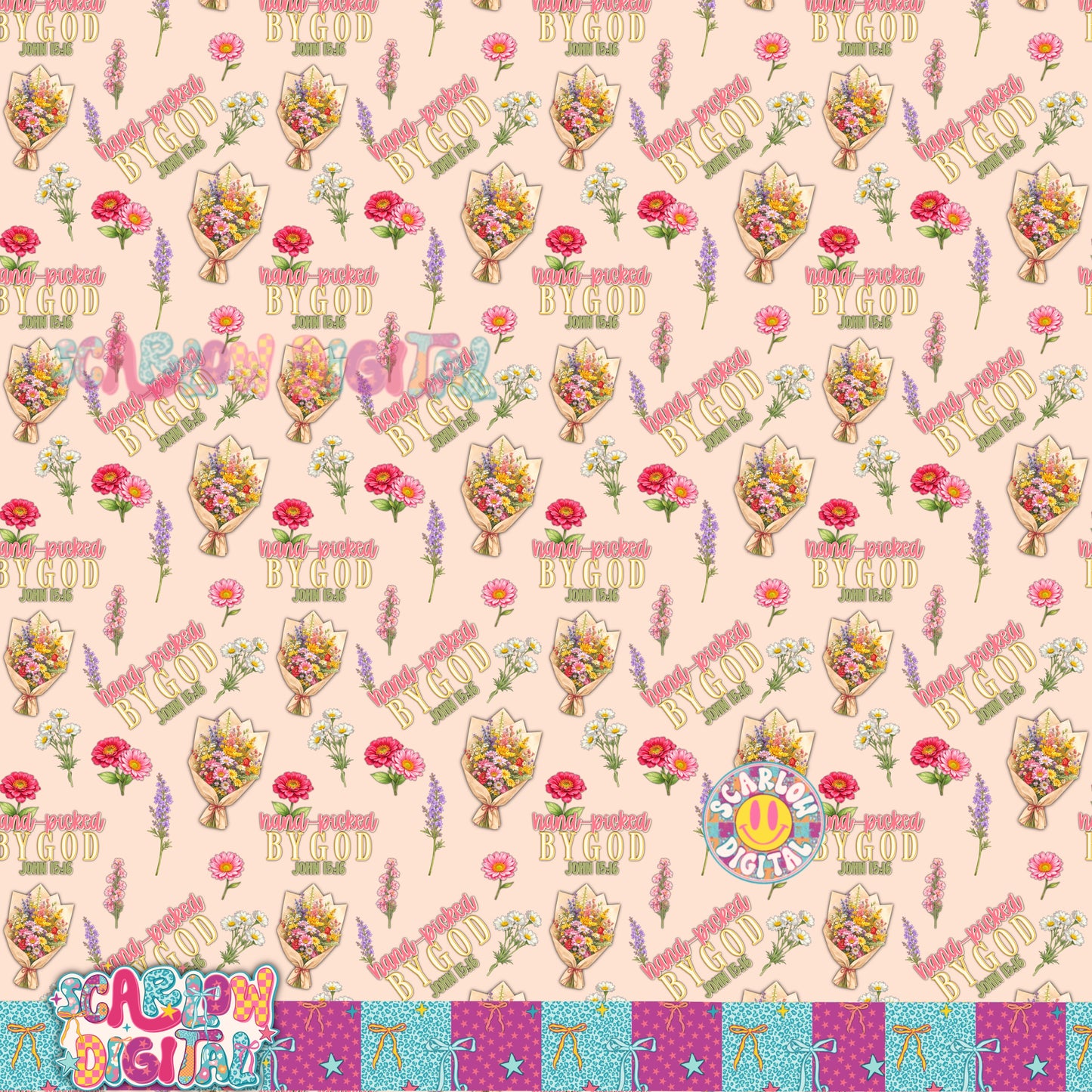 Hand Picked By God Seamless Pattern Digital Design