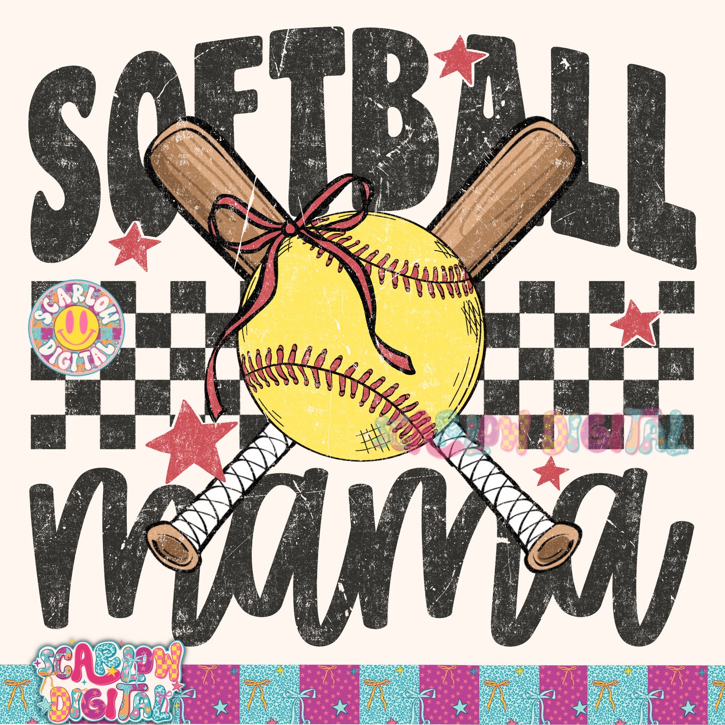 Softball Mama PNG Digital Design