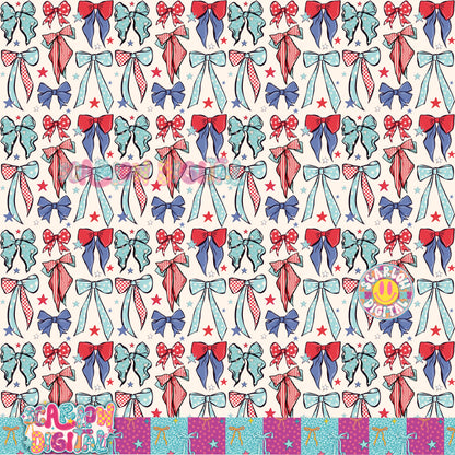 Patriotic Bows Seamless Pattern Digital Design
