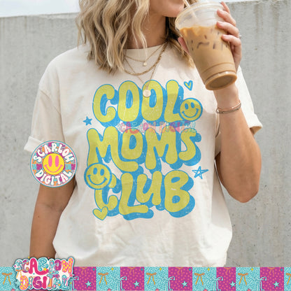 Cool Moms Club in Blue and Green PNG Digital Design