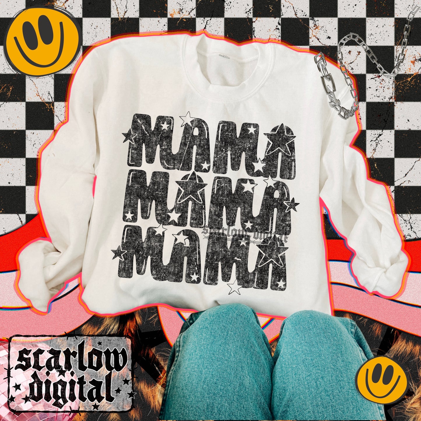 Stacked Mama Stars PNG Digital Design