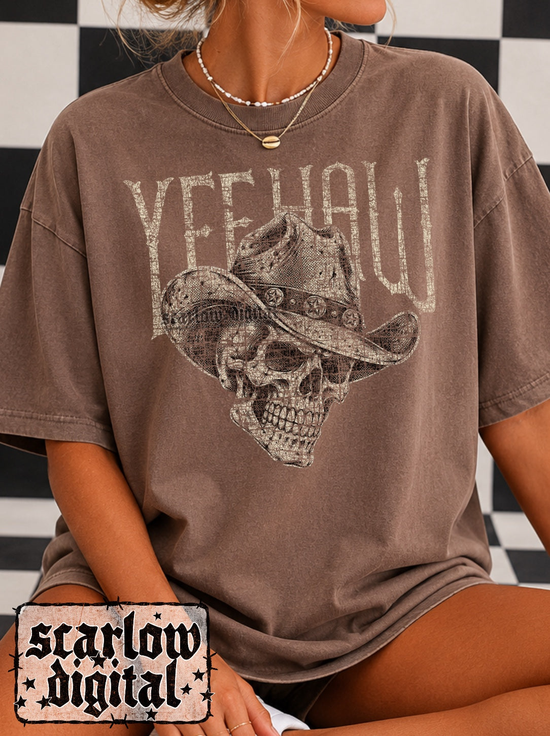 Yeehaw Grunge Skull Western PNG Digital Design