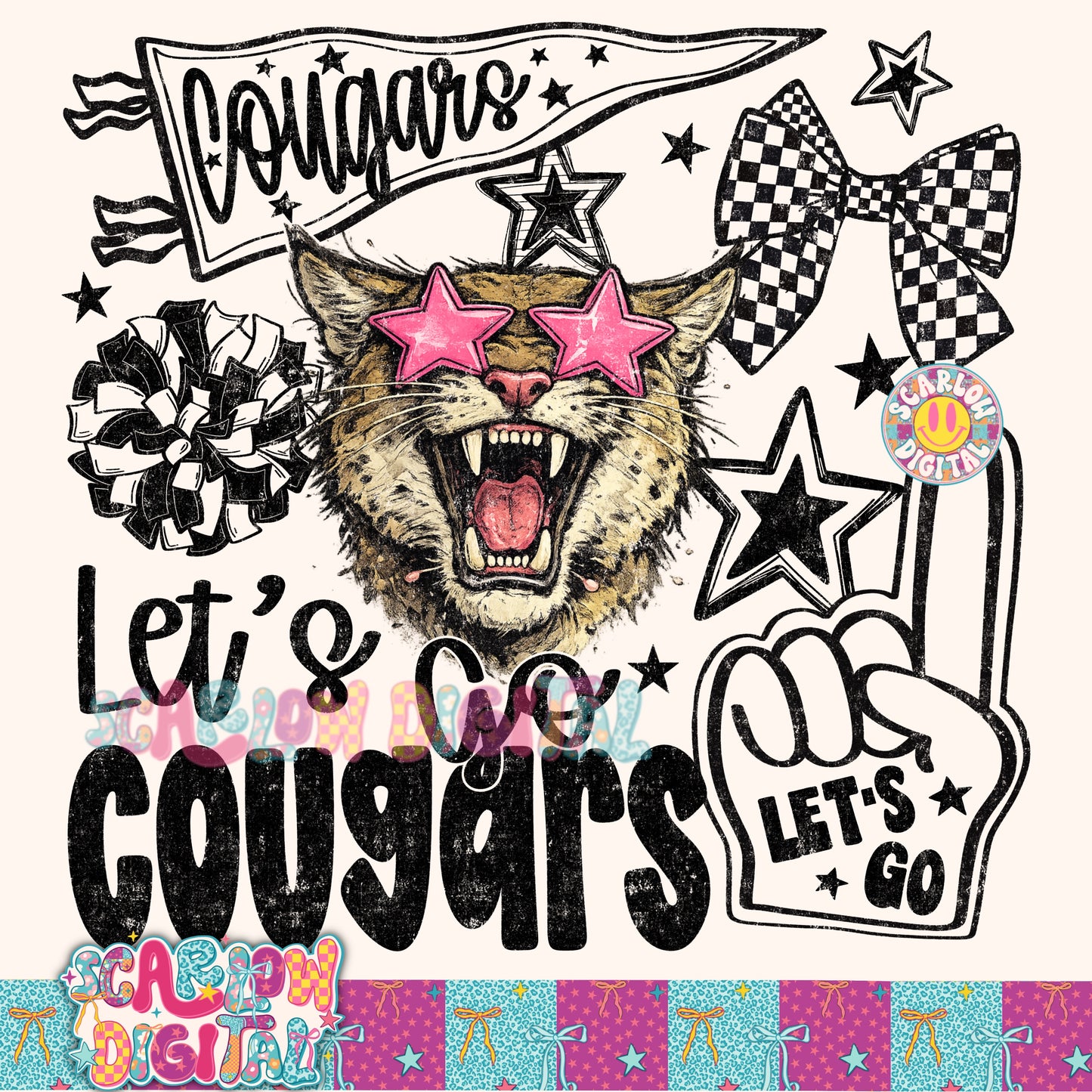 Cougars Mascot PNG Digital Design