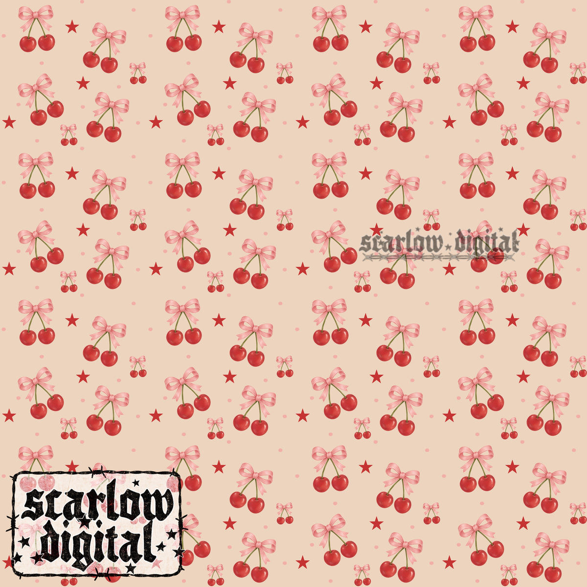 Cherries Seamless Pattern Digital Design