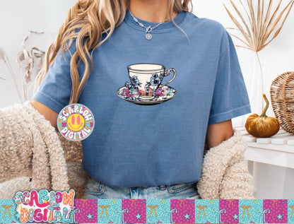 Vintage Tea Cup Pocket PNG Digital Design