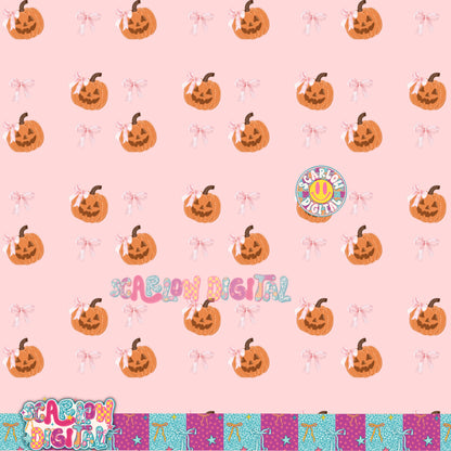 Pumpkin Bows Seamless Pattern Digital Design