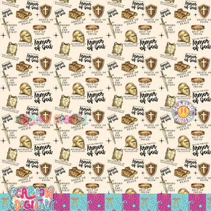 Put on the Full Armor of God Seamless Pattern Digital Design