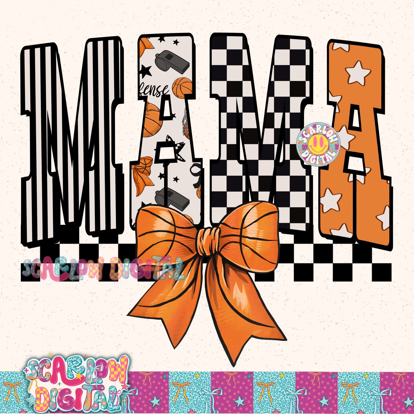 Basketball Mama with Bow PNG Digital Design