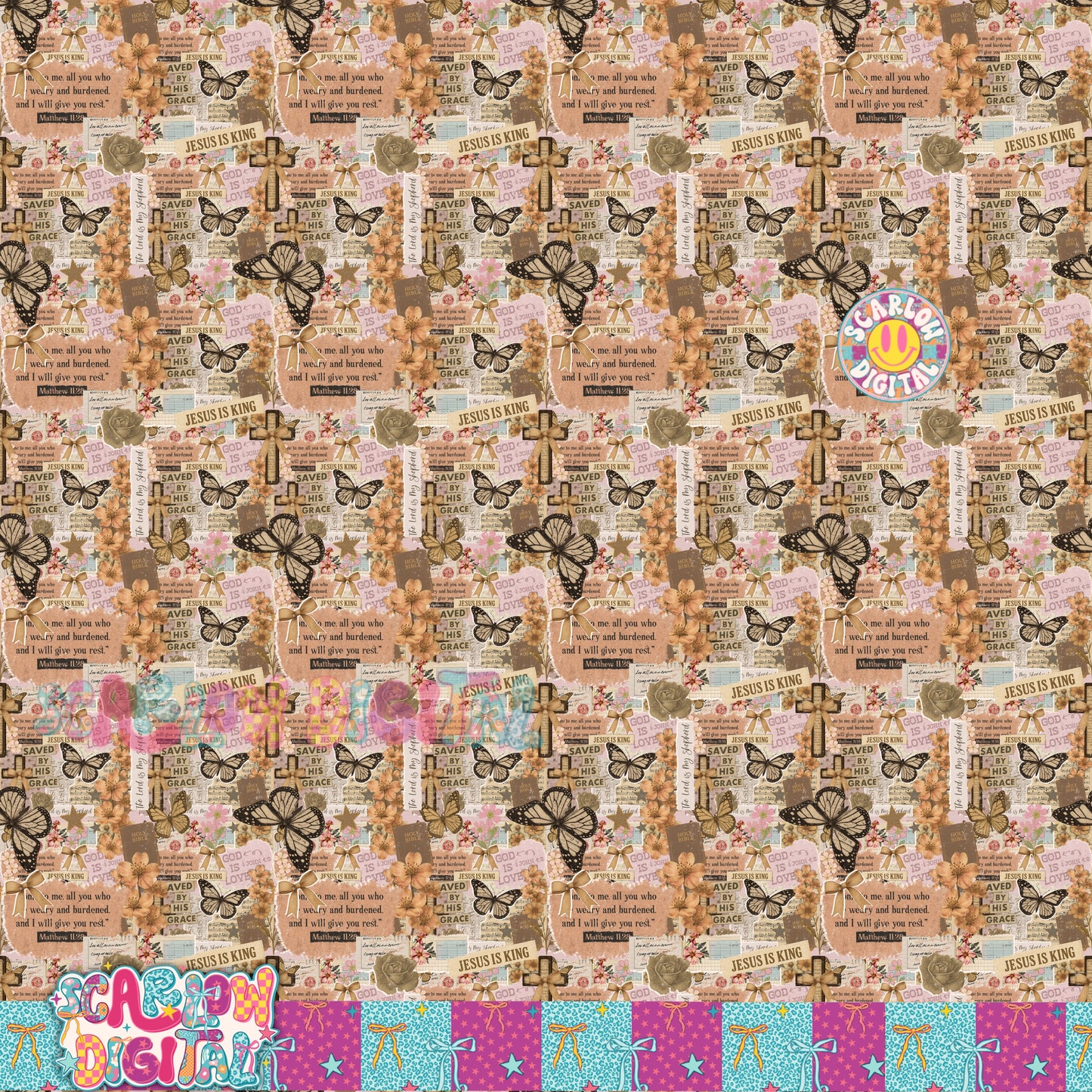 Christian Scrapbook Seamless Pattern Digital Design