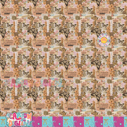 Christian Scrapbook Seamless Pattern Digital Design
