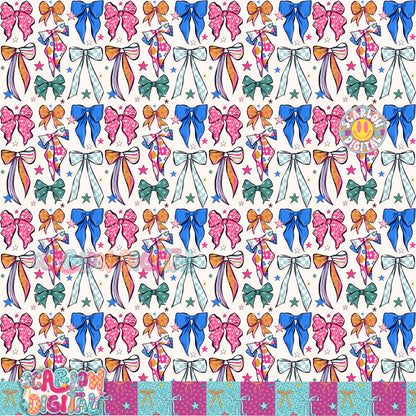 Retro Bows Seamless Pattern Digital Design