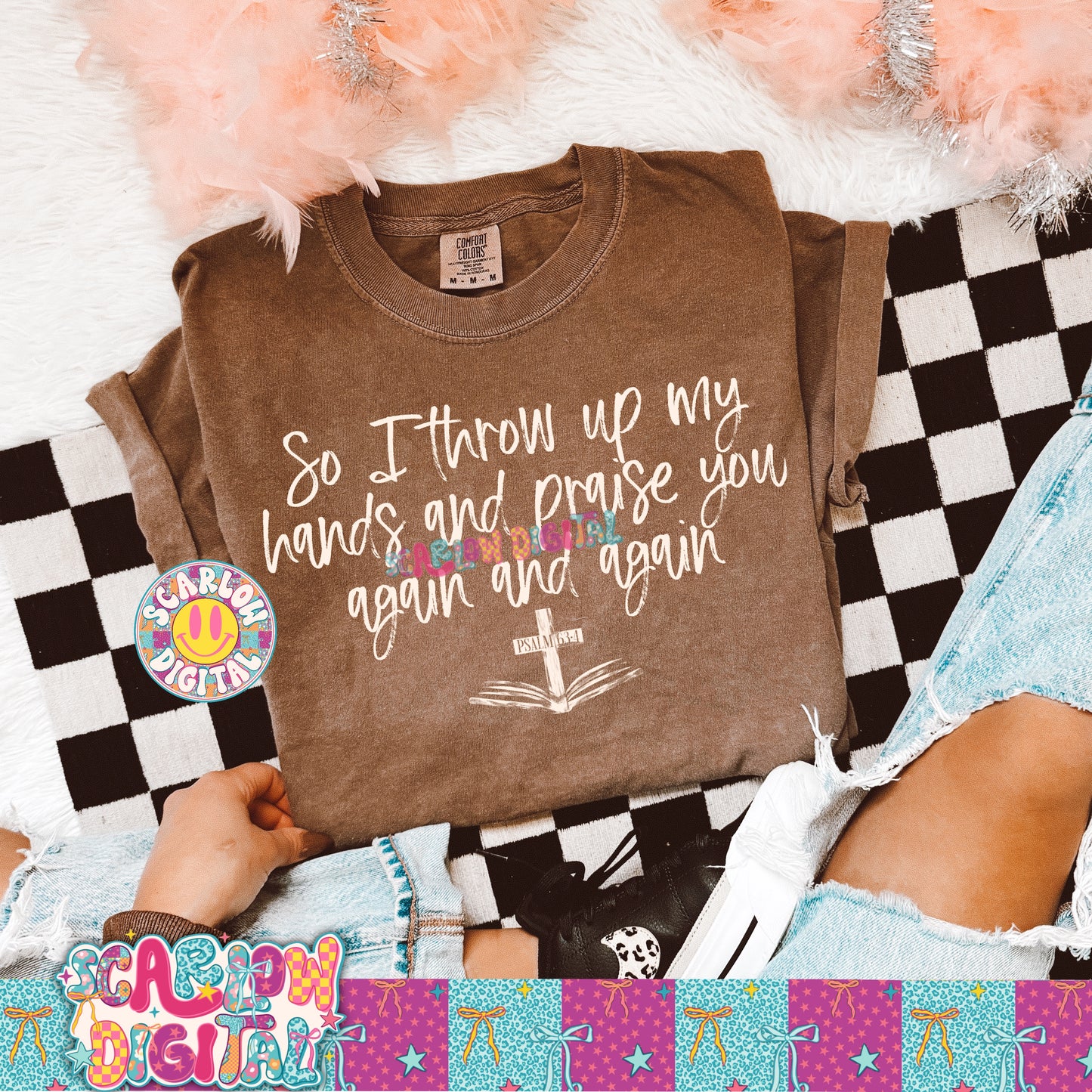 So I Throw Up My Hands and Praise You Again and Again PNG Digital Design