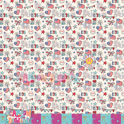Patriotic Seamless Pattern Digital Design