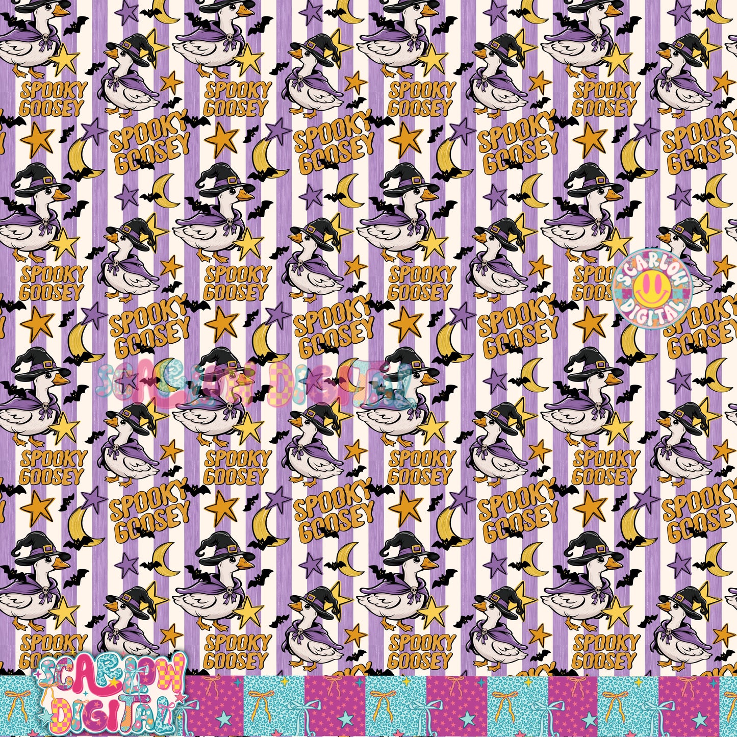 Spooky Goosey Seamless Pattern Digital Design