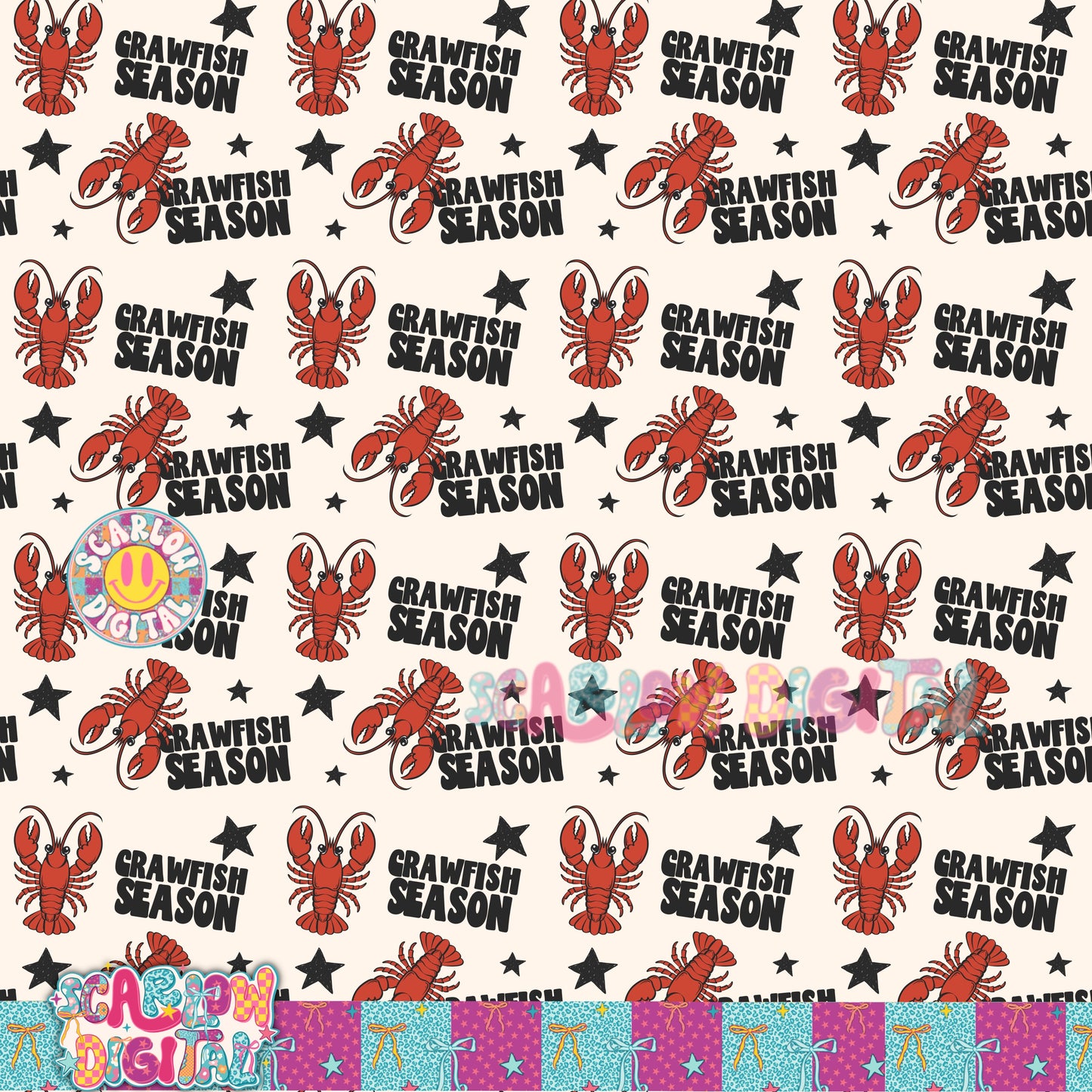 Crawfish Season Seamless Pattern Digital Design