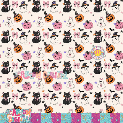 Cute Spooky Halloween Seamless Pattern Digital Design