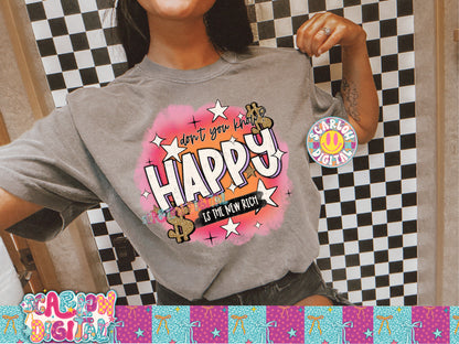 Happy is the New Rich PNG Digital Design