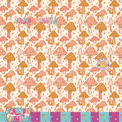 Mushrooms Seamless Pattern Digital Design