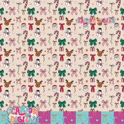 Christmas Doodles Seamless Pattern Digital Design