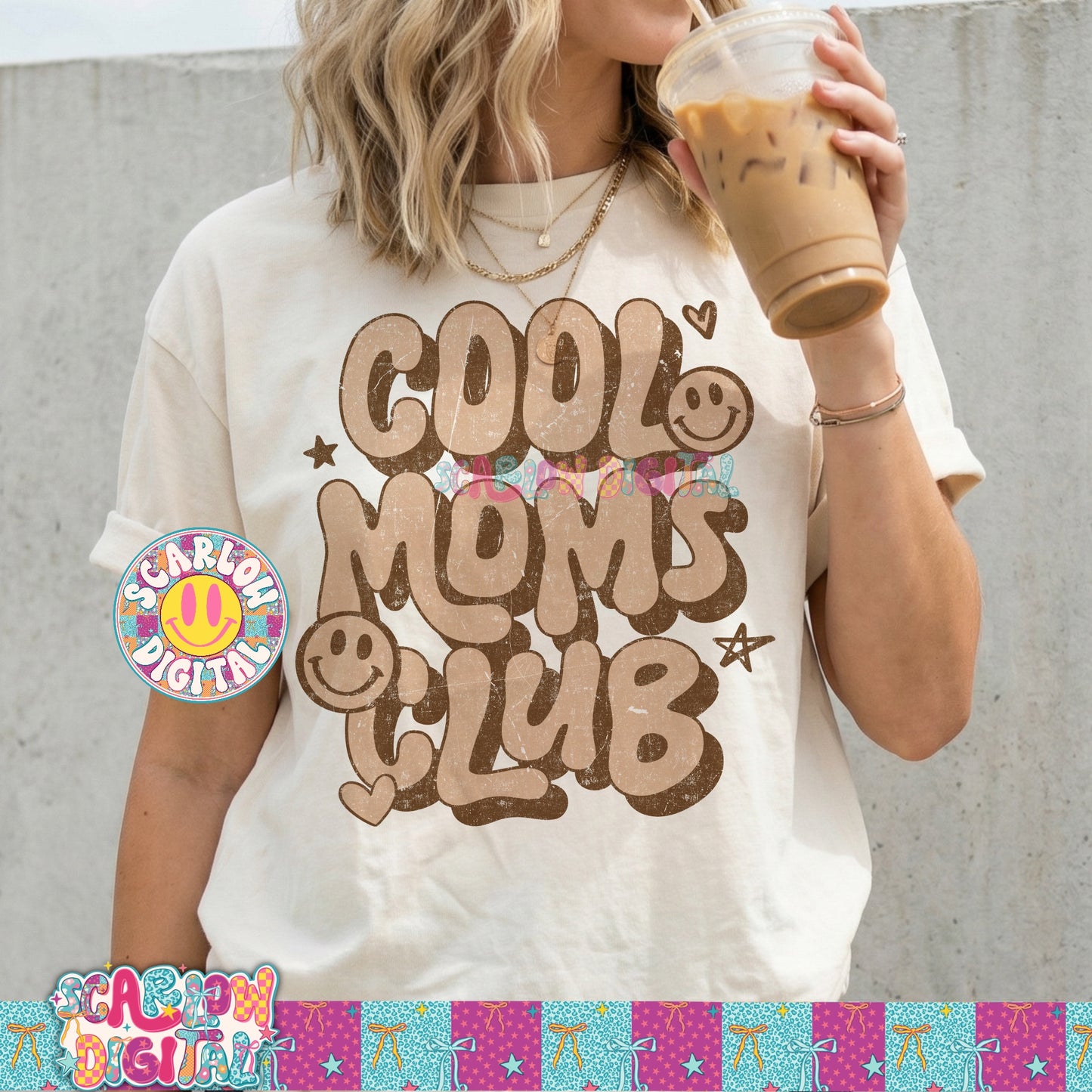 Cool Moms Club in Brown PNG Digital Design