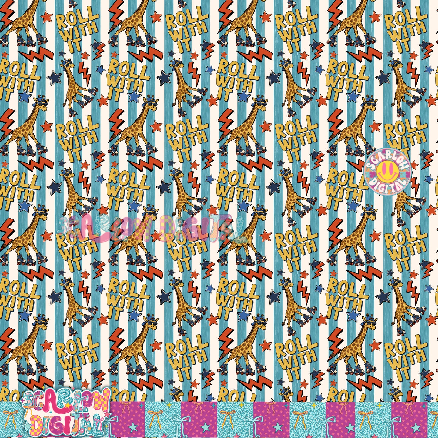Roll With It Seamless Pattern Digital Design