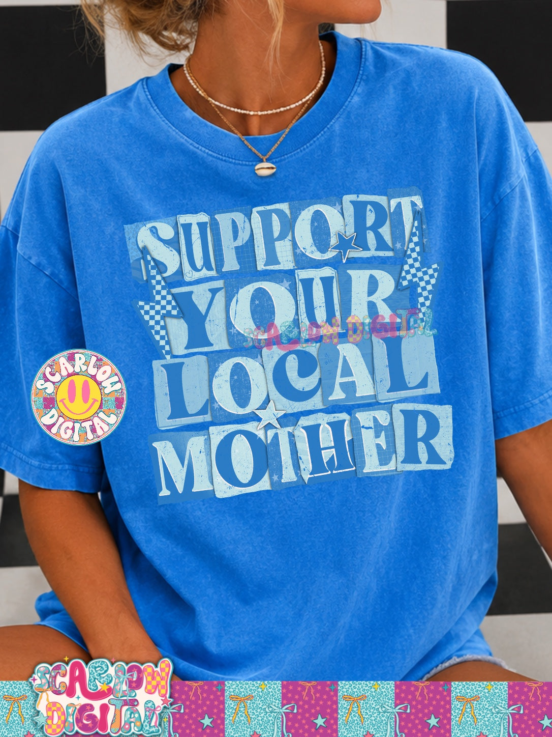 Support Your Local Mother in Blue PNG Digital Design